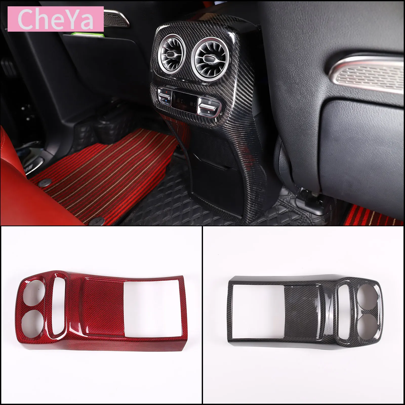 

cheya Real Carbon Fiber Car Rear Anti-kick Panel Cover for Mercedes Benz G Class W461 W463 2019-2022 Interior Accessories
