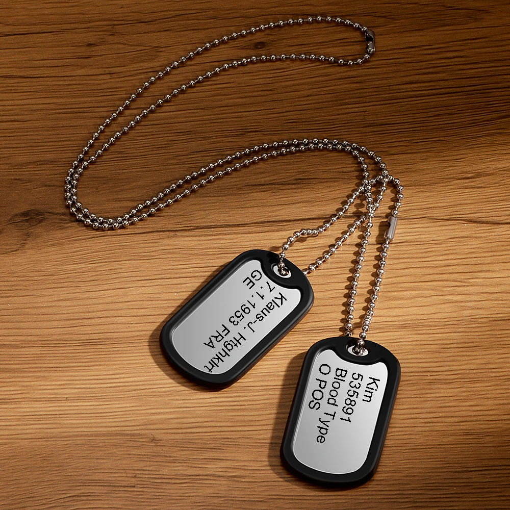 Personalized Military Pendant Necklace for Men Army Customized Engraved Name Photo ID Lettering Stainless Steel Jewelry Gifts