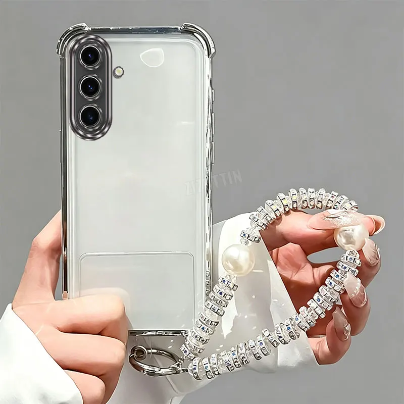 Pearl Transparent Fashion Phone Case On For Samsung Galaxy S10 S24 S20 S21 S22 S23 S25 S26 FE Note 9 10 20 Plus + Ultra 4G 5G