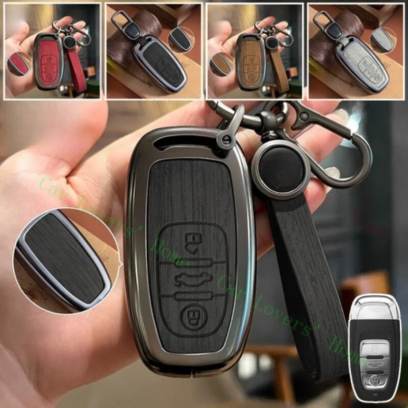 

A++Zinc Alloy Leather Car Key Fob Case Cover For Audi A3 A4 A5 A6 A7 A8 Q5 RS S4 TT