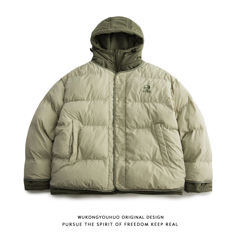 

Warm Retro Japanese Sle Hooded Cotton Jaet for Men Loose Fit Versatile Winter Coat for Couples Youth Casual Wear