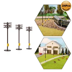 Evemodel 24pcs Model Trains N Scale Telegraph Poles 1:160 Power Poles 5.8cm Railroad Diorama GY18150