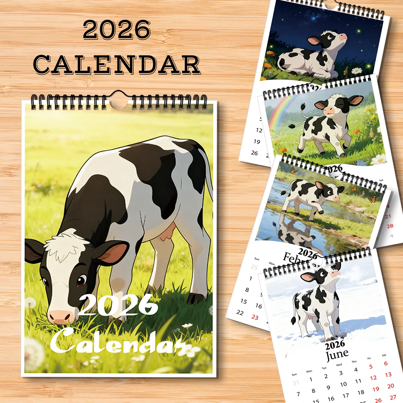 

1PC 2026 Cow-Themed Calendar,Perfect for Daily Date Planning, and A Soothing Gift for Those Who Love Pastoral Elements
