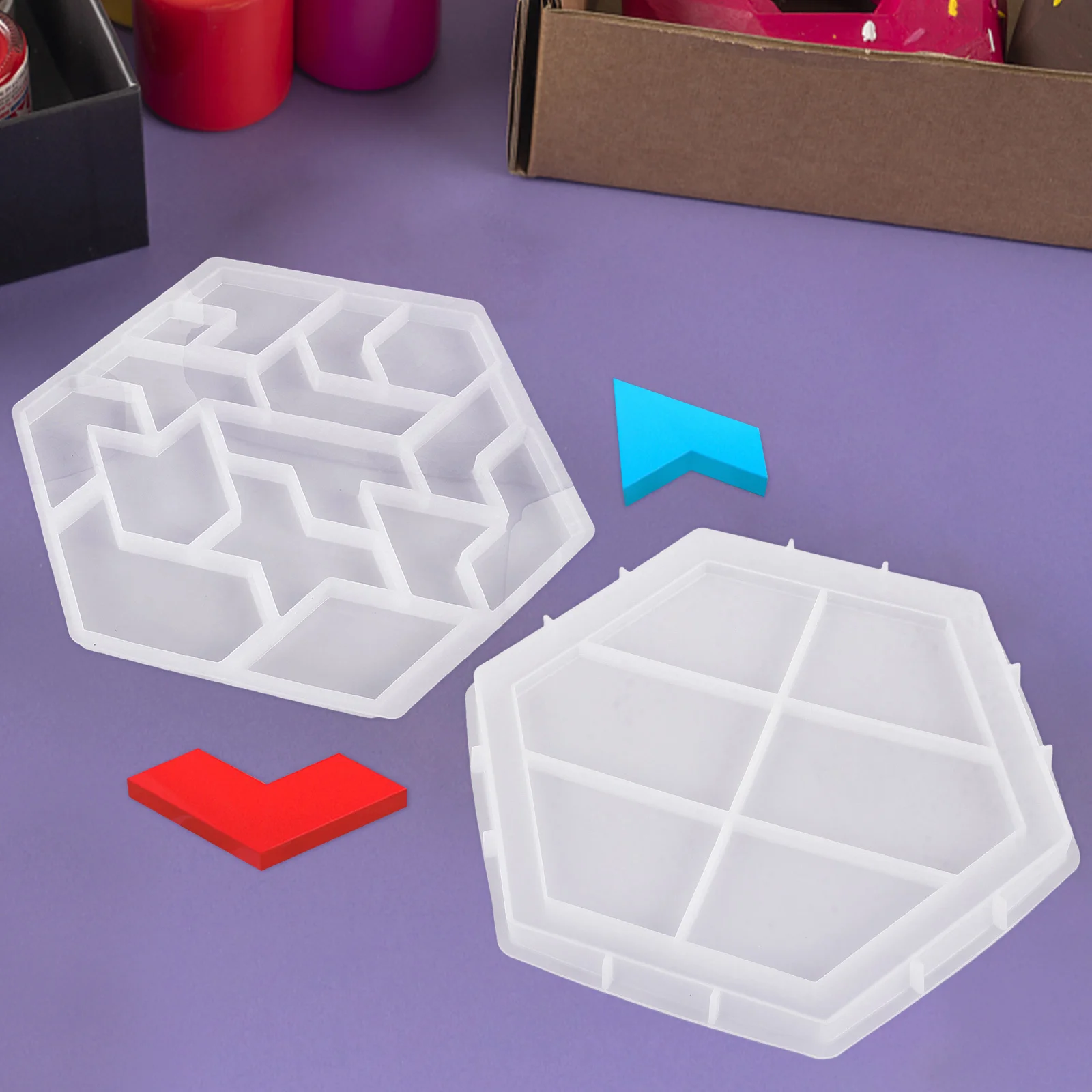 

Формы для подставок из смолы, шестигранные силиконовые формы для Танграм, сделай сам, домашний декор, игра-головоломка, креативные формы для головоломок, мини-форма для подставок для мусора