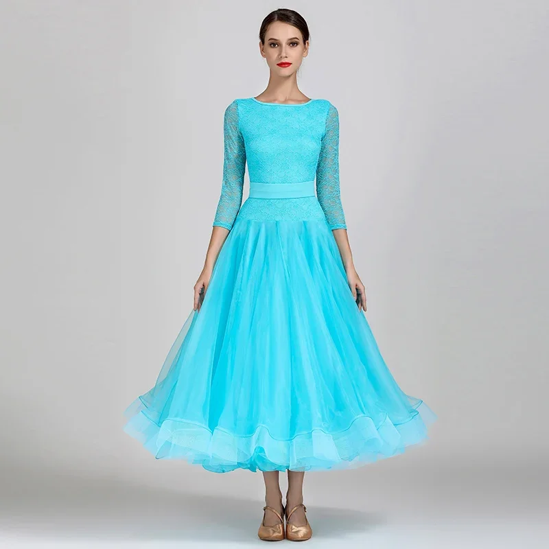 

Blue Ballroom Dance Competition Dresses Waltz Dress Standard Performance Costumes Women High Grade Evening Party Outfits