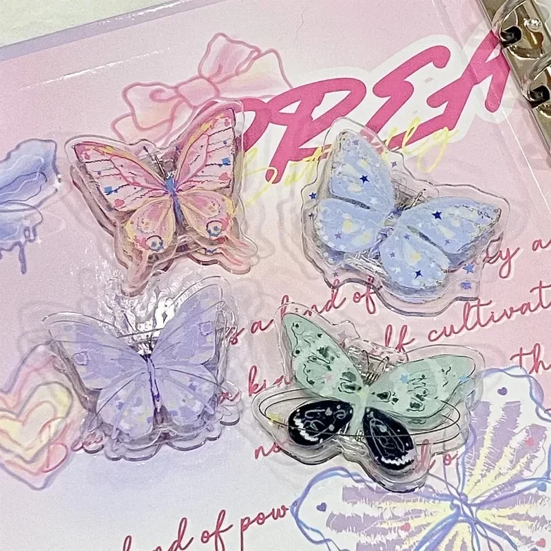 Butterfly Style Paper Clip Acrylic Retro Butterfly Non-sticky Memo Pad Clip Kawaii Snack Seal Binder Clip Kpop Photocard Paper