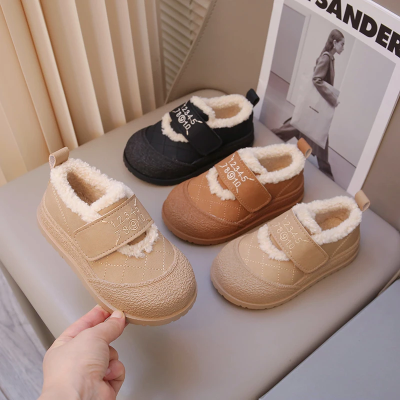 

Girls Cotton Shoes Winter Warm Versatile Kids Causal Shoes Outdoor Simple Fashion Patchwork Child's Shoes Non-slip Breathable