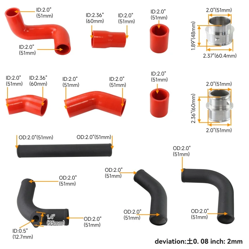 Voorgemonteerde verbeterde intercooler leidingslangset voor Seat Ibiza Mk4 Fabia VRS PD130 VW Polo GTI 02-08 Zwart/Blauw/Rood - afbeelding 1