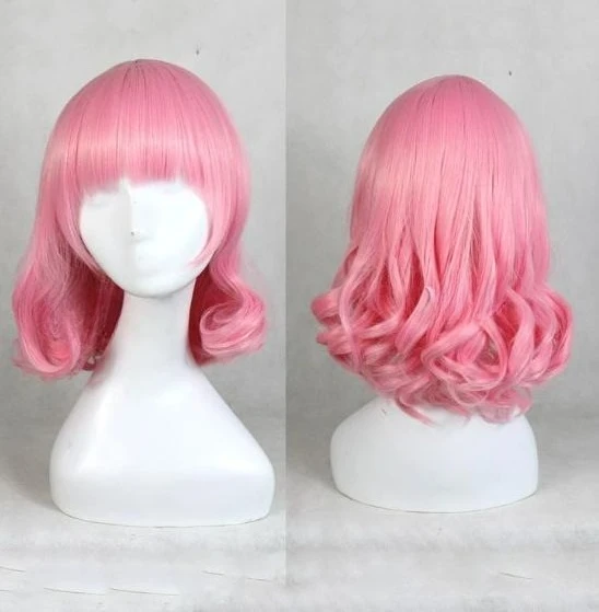 

Touhou Project Saigyouji Yuyuko Косплей Костюм Волосы Головной убор Короткий розовый вьющийся парик