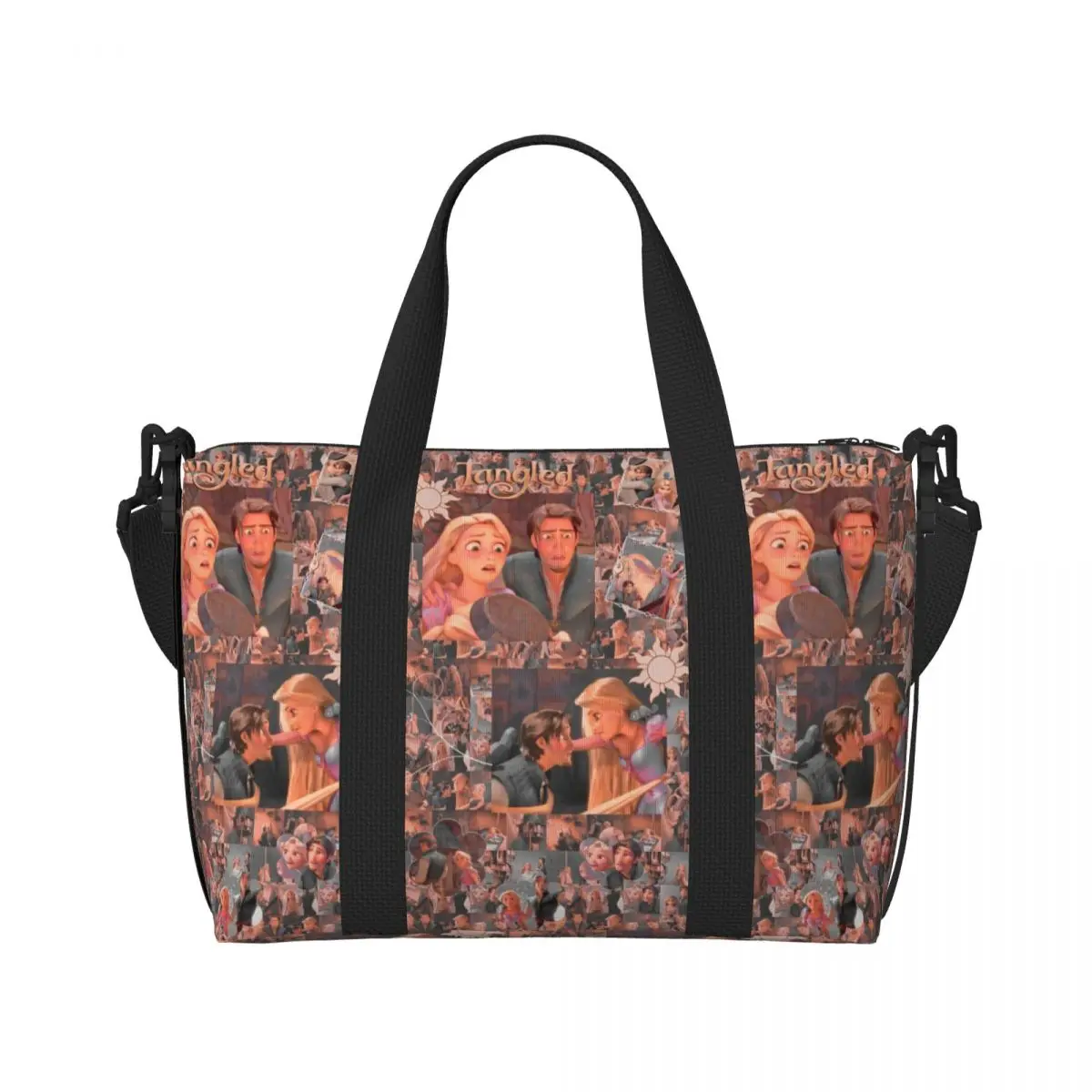 Custom Flynn Rider Tangled Tote Bag for Women Big Capacity Tangled Gym Beach Travel Bags