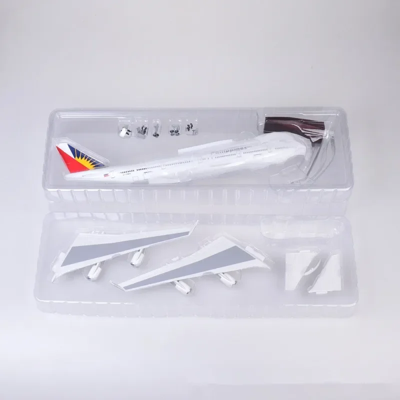 Imagem -06 - Modelo Diecast Philippine Airlines Boeing 747 Avião de Resina com Luz e Rodas Coleção de Brinquedos Escala 1:150 47cm