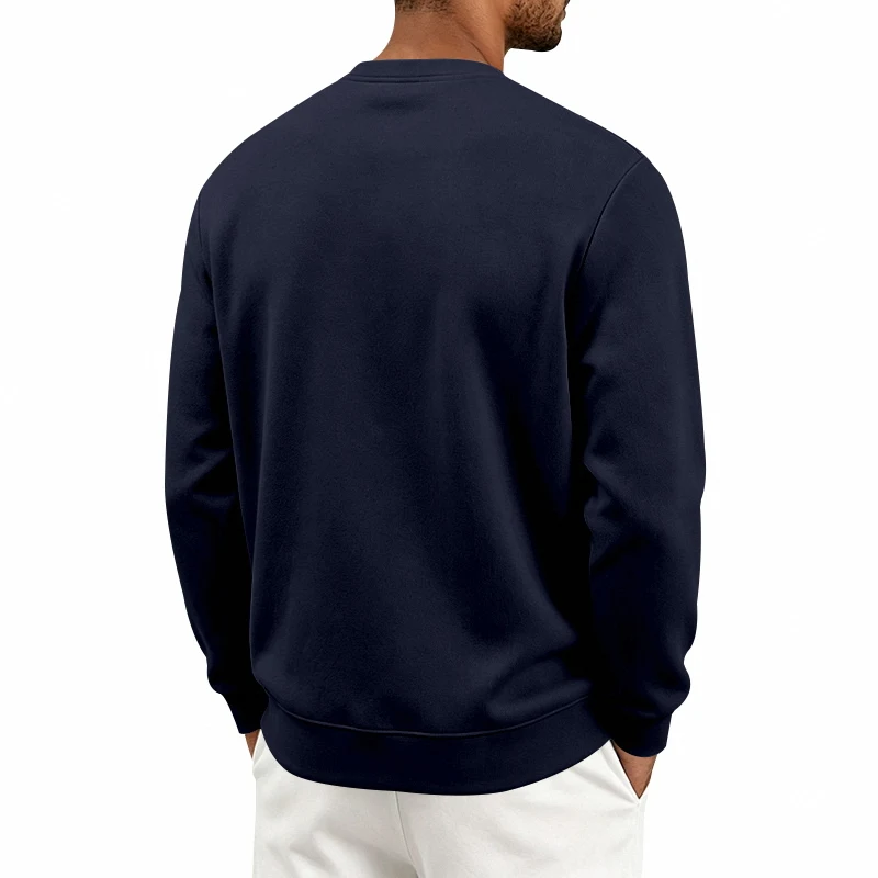 Einteiliger, locker sitzender, klassischer, mit Fleece gefütterter Rundhals-Langarm-Sweatshirt für Herren, warmes, winddichtes, lässiges Winter-Oberteil – Detail 39