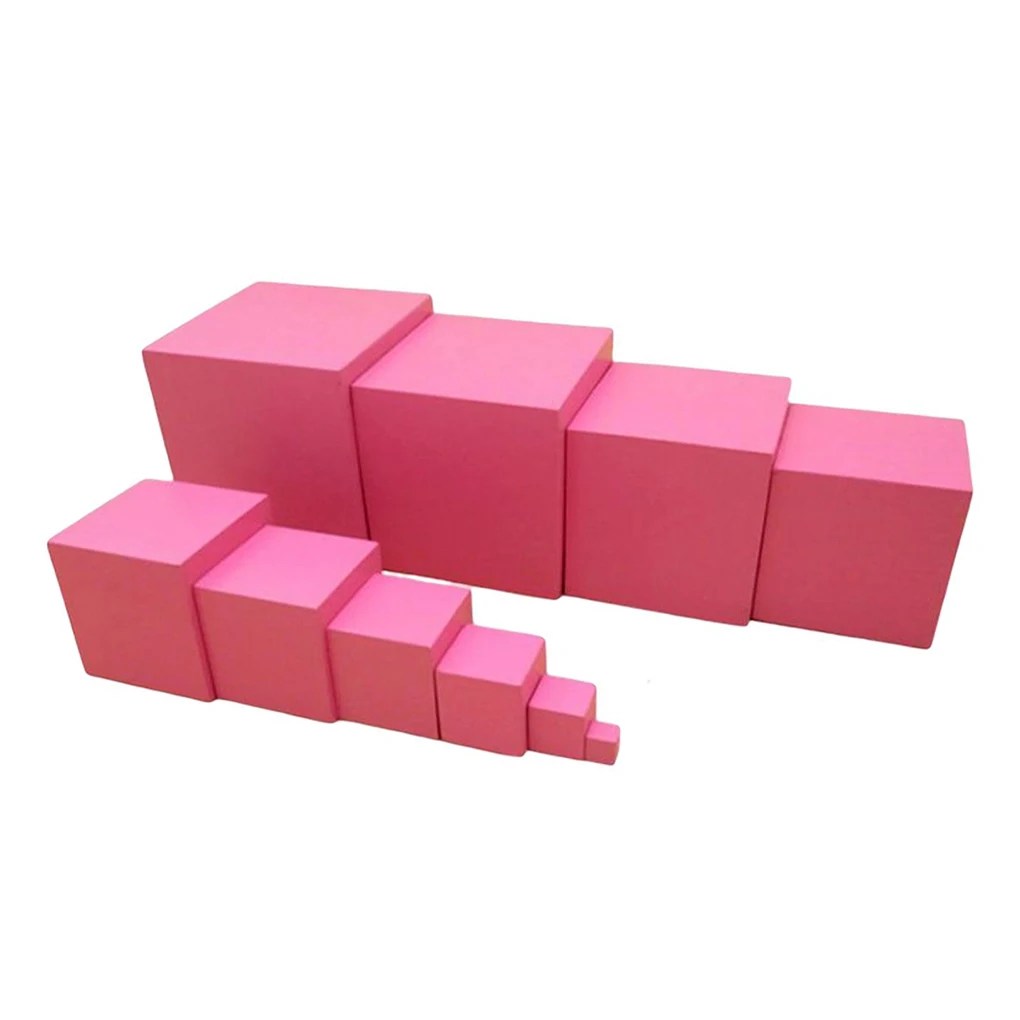 لعبة مطابقة حجم البرج الوردي لتعلم مونتيسوري لمرحلة ما قبل المدرسة للأولاد والبنات #5