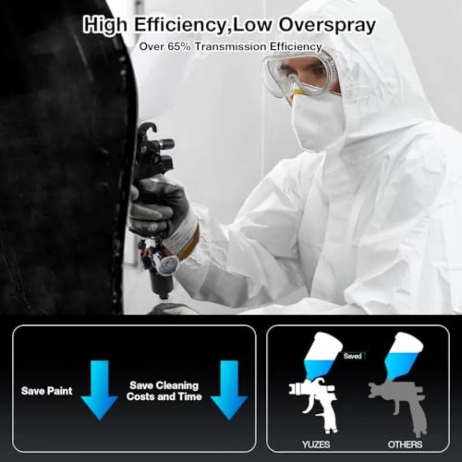 Kit de pistola pulverizadora HVLP con 4 boquillas 1,4 mm 1,7 mm 2,0 mm 2,5 mm Ideal para pintura de automóviles profesional Refinamiento de muebles y bricolaje profesional