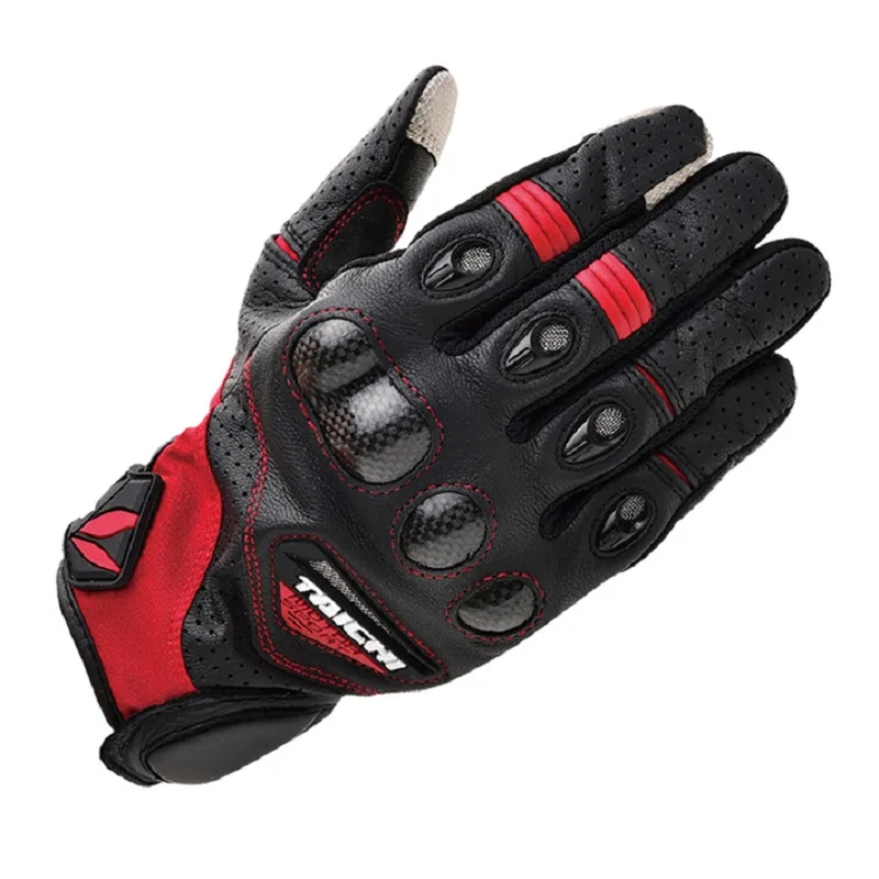 TAICHI RST417 motorcycle carbon fiber leather touch screen gloves off-road motorcycle racing mesh breathable protective gloves