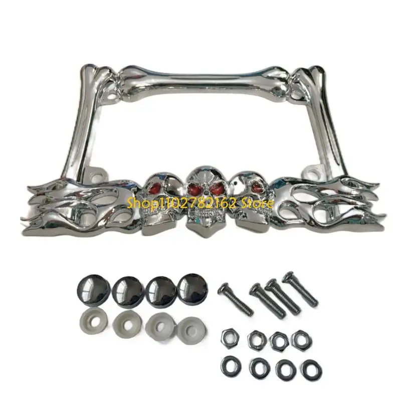 

547B Skull Head Motorcycle License Plate Frame for Front Rear