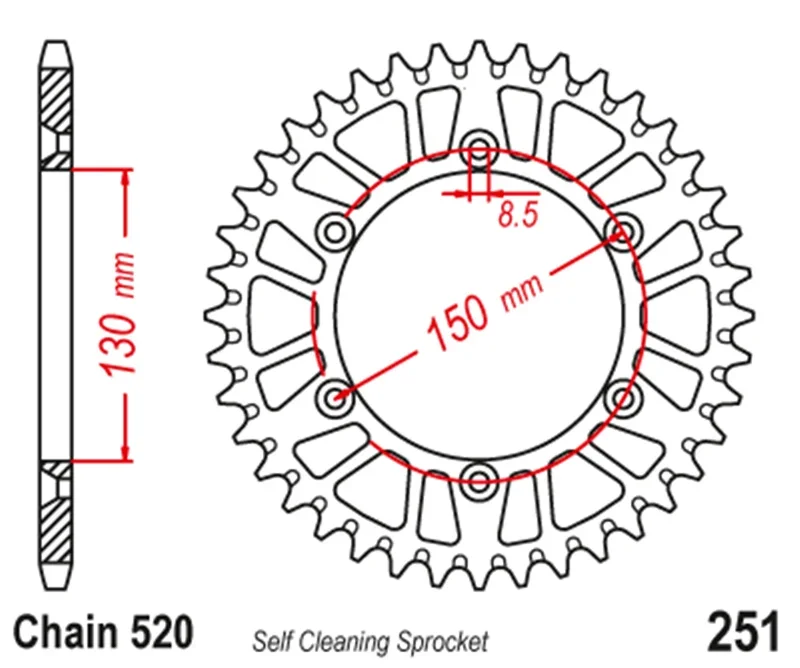 520 Motorcycle Rear Sprocket For Yamaha YZ125 YZ250 YZ250F YZ426F YZ450F YZ400 YZ450FX YZ250X TTR230 WR250F WR450F WR400F WR426F