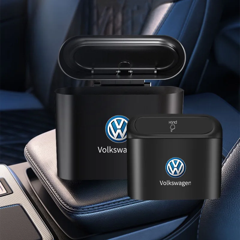 Car Portable Trash Can Auto Logo Sundries Storage Box For VW GTI Polo Golf Passat Tiguan Arteon Touareg Taigo Caddy Jetta Beetle