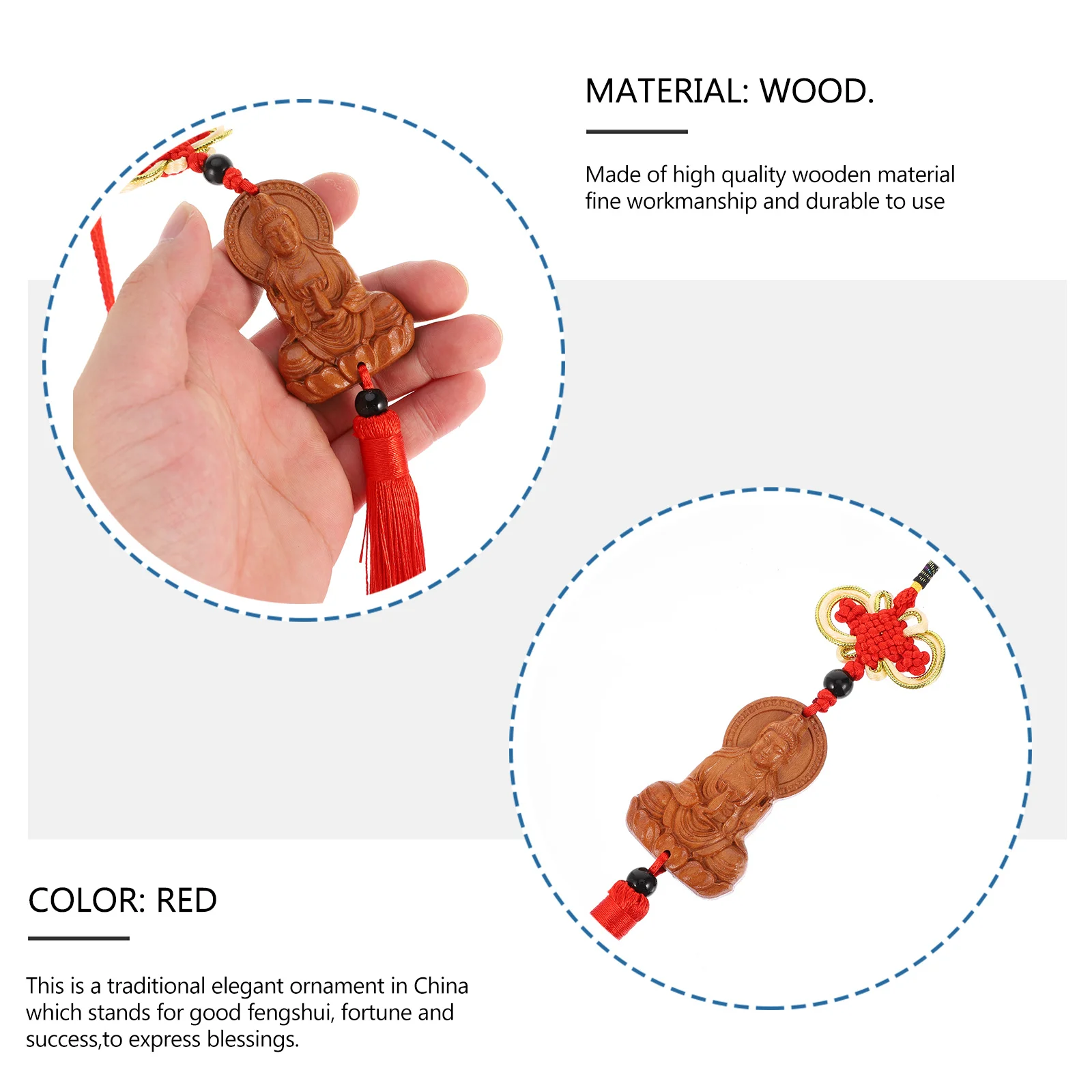 

Guanyin Car Pendant Wood Carving Buddha Statue Hanging Decoration Fengshui Blessing Car Interior Ornament Buddha Statue Pendants