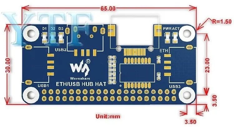 Raspberry Pi 4B/Zero W USB إلى Ethernet RJ45 Network Port USB HUB Splitter