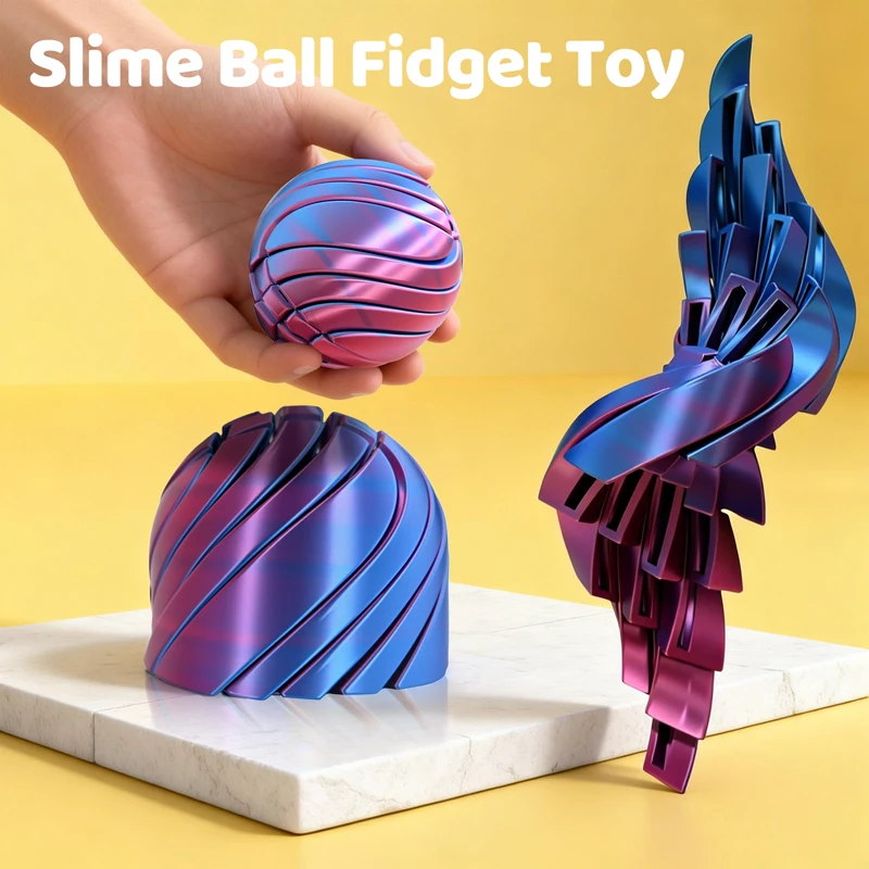 3D Printed Twist Sphere Fidget Ball Gradient Liquid Flow Rotating Gear Fidget Toy Stress Anxiety Relief Sensory Toy for Adults image 2