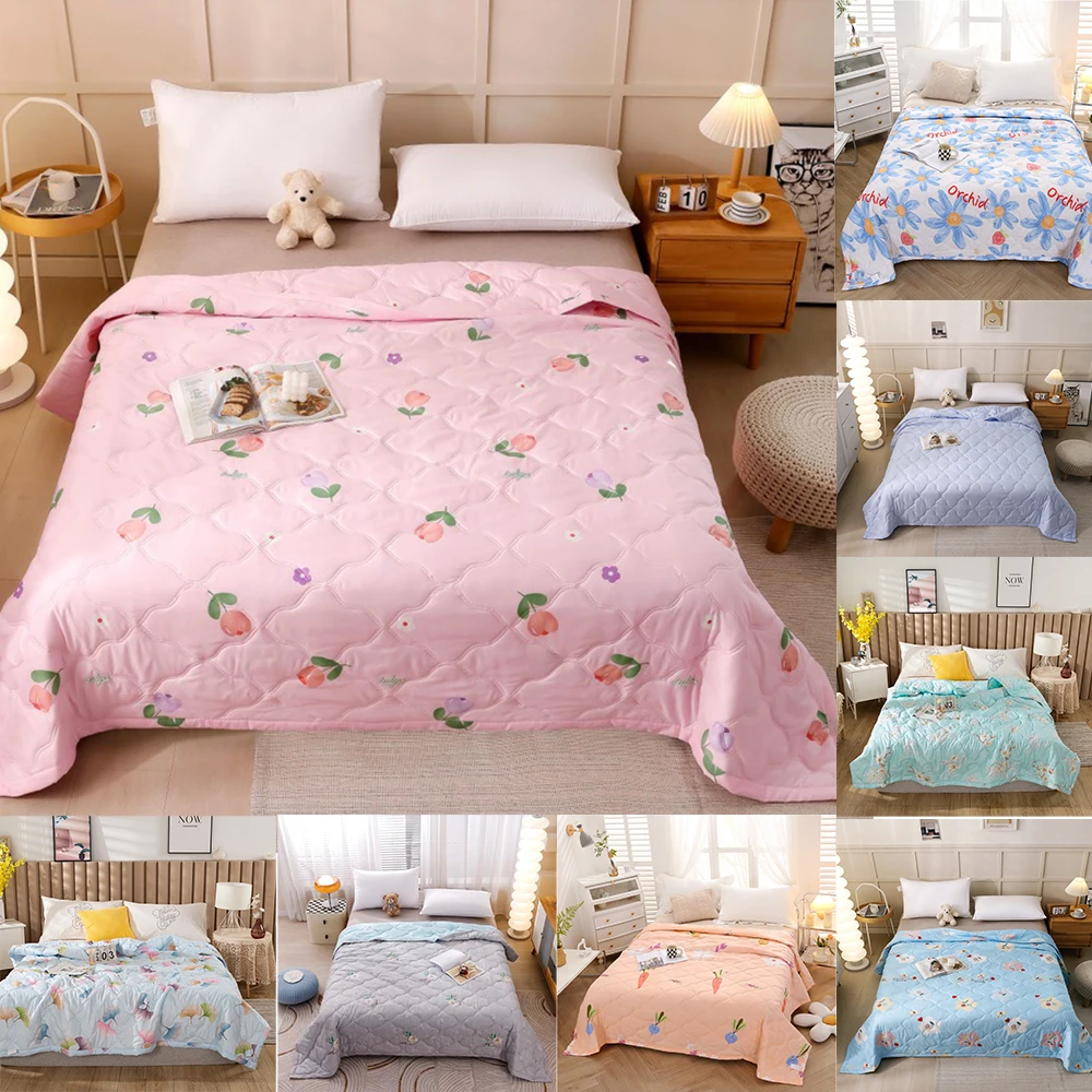 Cartoon Pattern Summer Quilt Bedroom Bedding Cover Double Bed Quilt Thin Wadding Blanket Dogs Kennel Bed Mat Cats Quilt 여름 침대 커버