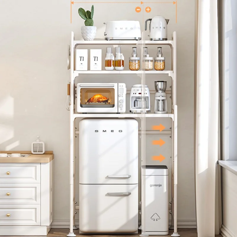 Small Household Oven Microwave Shelf Floor-to-Ceiling Kitchen Storage Rack Above Refrigerator