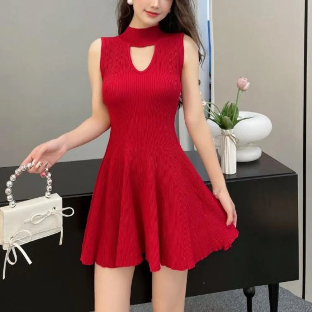 فستان نسائي كلاسيكي بدون أكمام ، فساتين كاجوال على شكل حرف A ، مثير ، أنيق ، الموضة ، الصيف ، الربيع