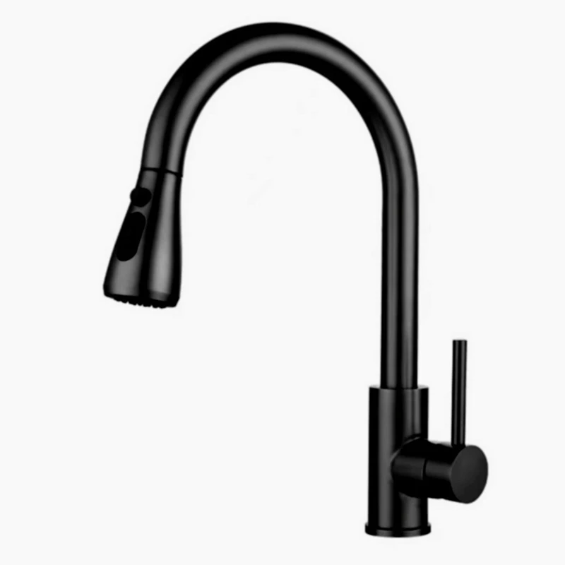 Kitchen-Faucets Kitchen Faucet Kitchen Sink Faucet With Pull Down Sprayer -Stainless Steel-Matte Black