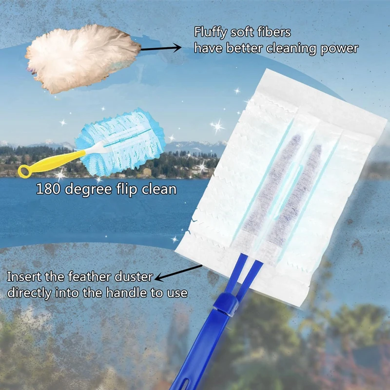 Одноразовая Электростатическая щетка для пыли, волоконная щетка, ручка для чистки дома, простой в использовании Пыльник