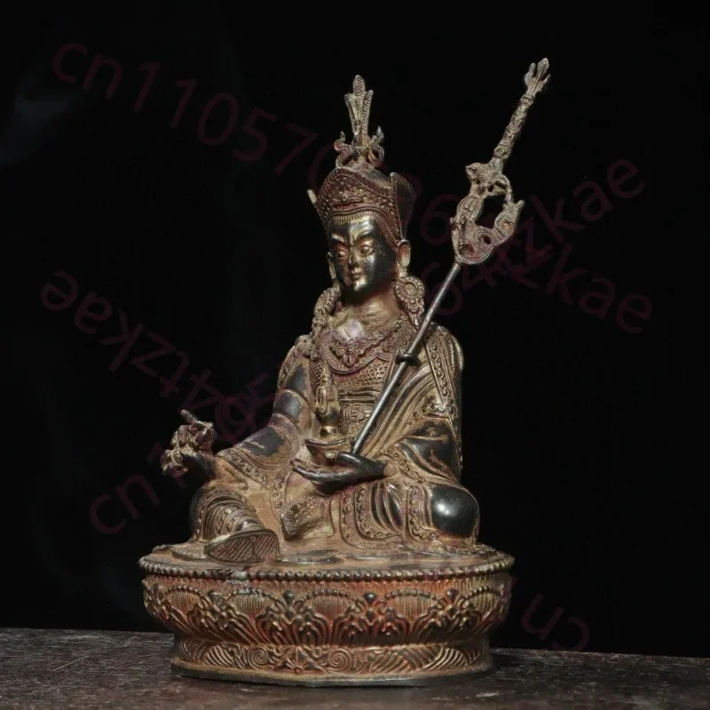 Hand-Carved Premium Pure Copper Padmasambhava Statue - 7.9