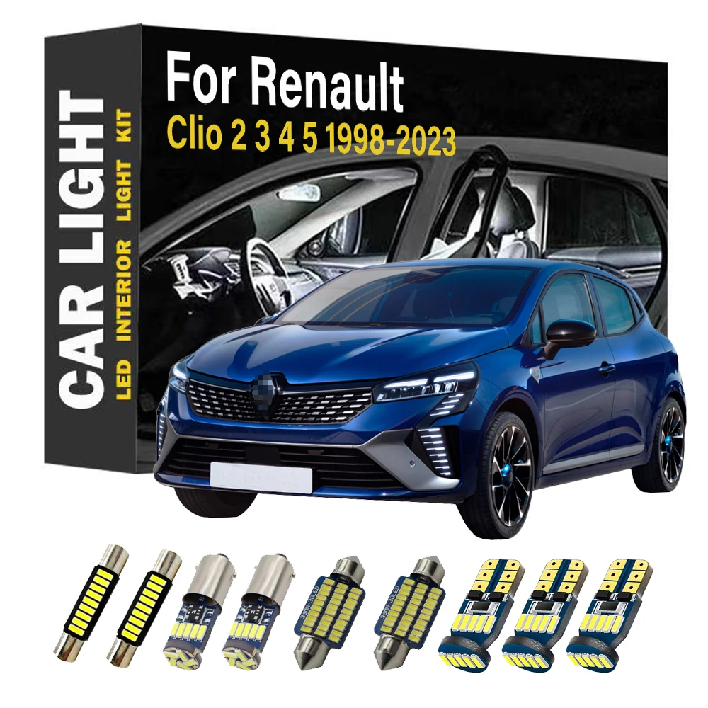 Car LED Bulb Interior Light Kit For Renault Clio 2 3 4 5 II III IV V 1998- 2017 2018 2019 2020 2021 2022 2023 Accessories