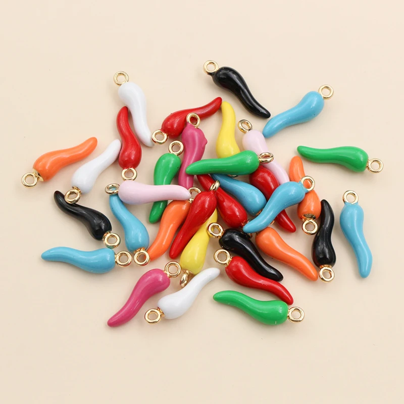 20pcs 19x5.5mm Enamel Chili Pepper Charms Pendant Multi Colors For DIY Jewelry Making Earrings Keychain Pendants Craft Findings