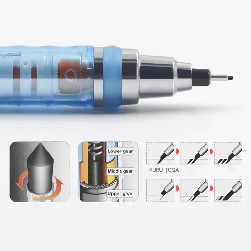1PC Japan UNI Mechanical Pencil M5-450T 0.5mm with Eraser Lead Core Automatic Rotation School Supplies Kawaii Stationery
