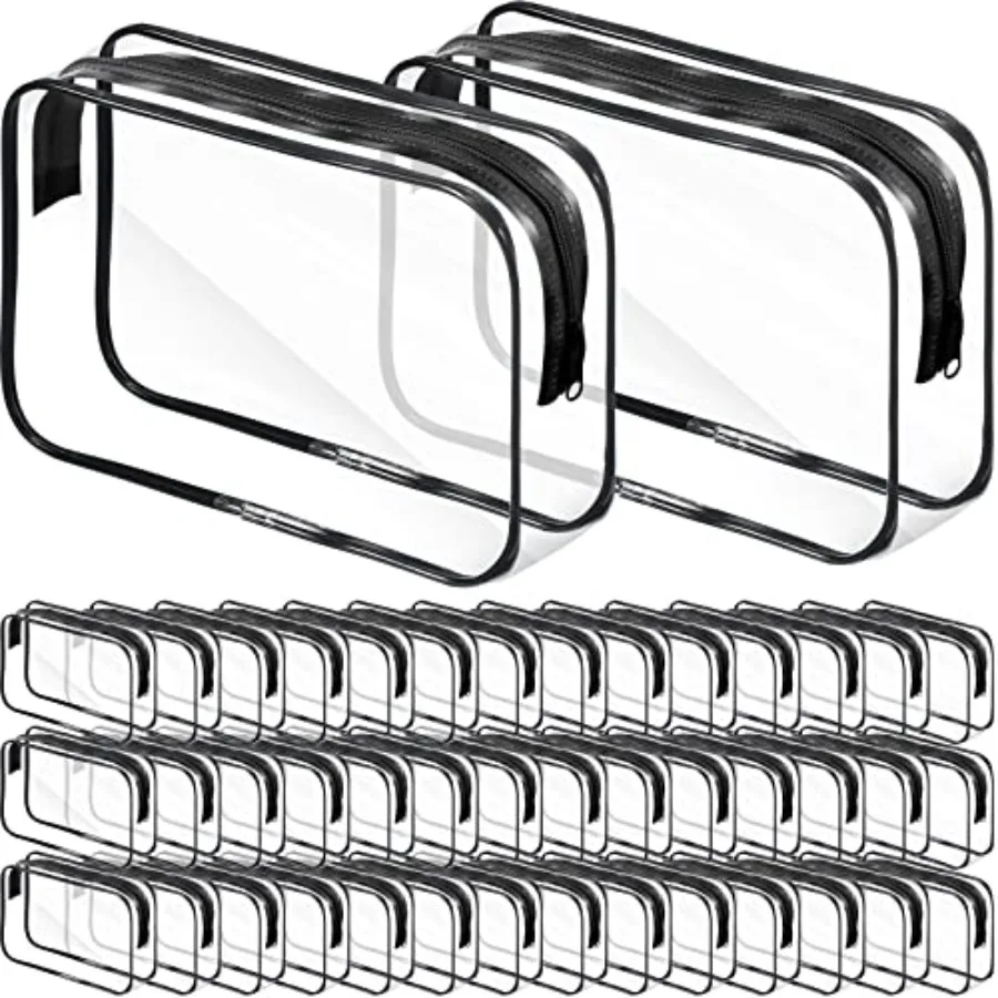 

36 Pieces Clear Makeup Bags Bulk Travel Toiletry Bags Transparent Cosmetic Pouches with Zipper Waterproof Portable PVC Plastic