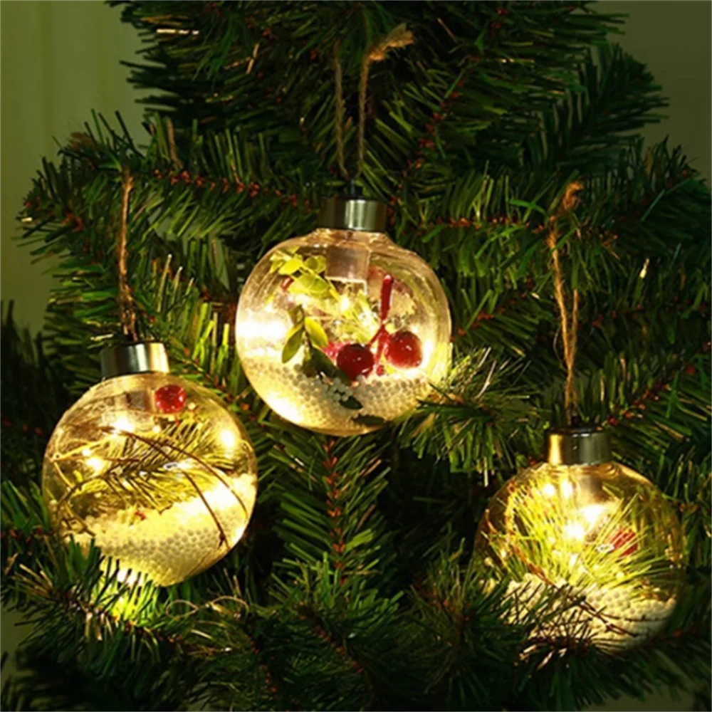 Kerst Led Bulb Ball Kerstboom Ornament Decoratie Hanger Gloeilamp Transparant Vakantie Feest Te Vieren Sfeer