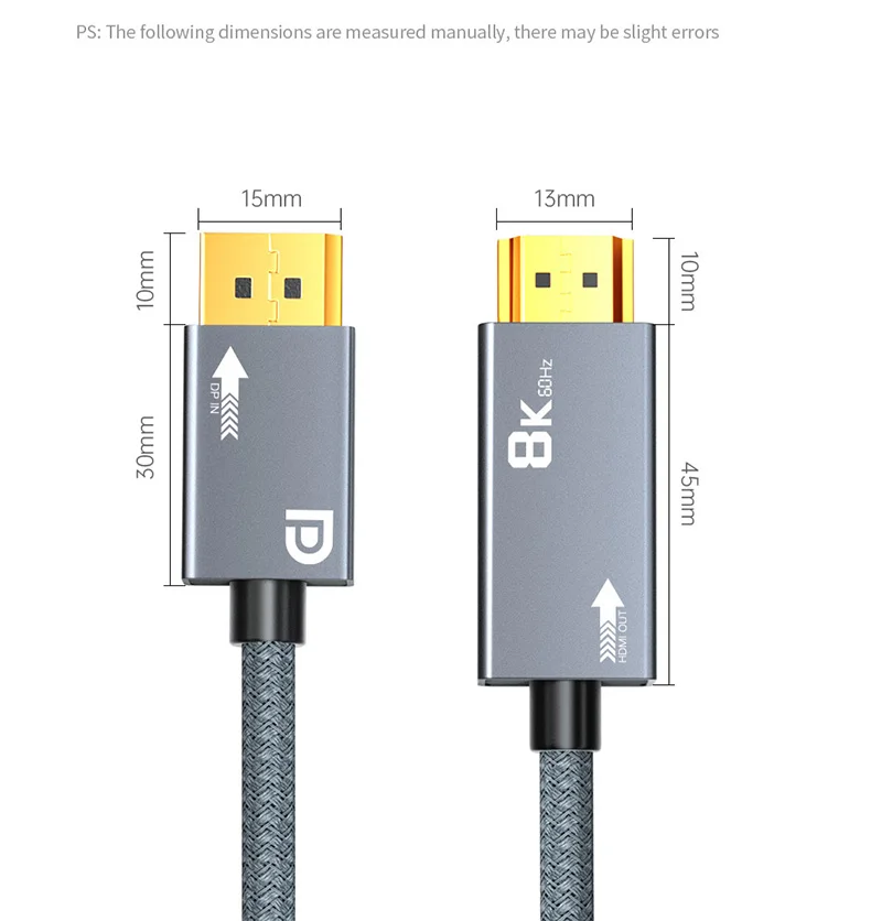 DisplayPort-zu-HDMI-Kabel 8K, VRR 4K@240Hz 2K@480Hz Aktives DP1.4-Quellkabel zu HDMI2.1-Displaykabel für Monitore von AMD, NVIDIA, Dell – Detail 15