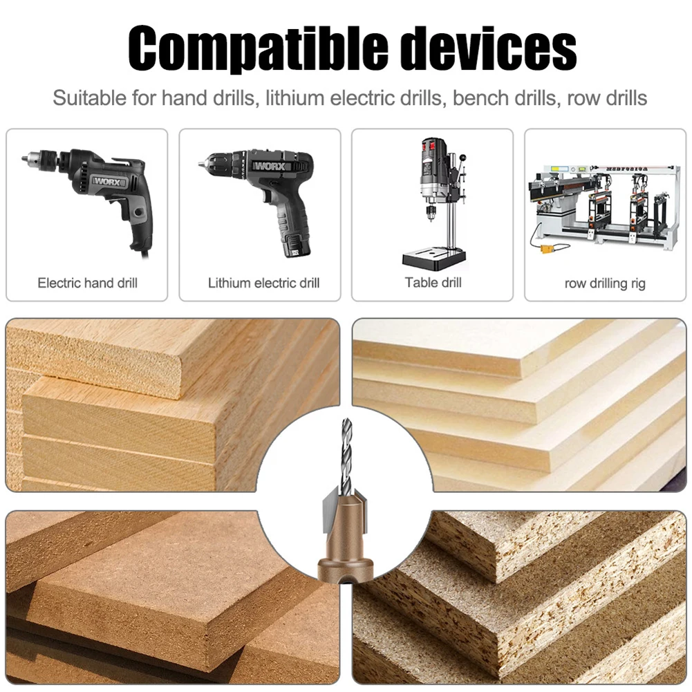 

For Efficient Screw Installation 10mm Alloy Countersink Drill Bit 8mm Alloy Drill Bit Efficient Fastening Tool