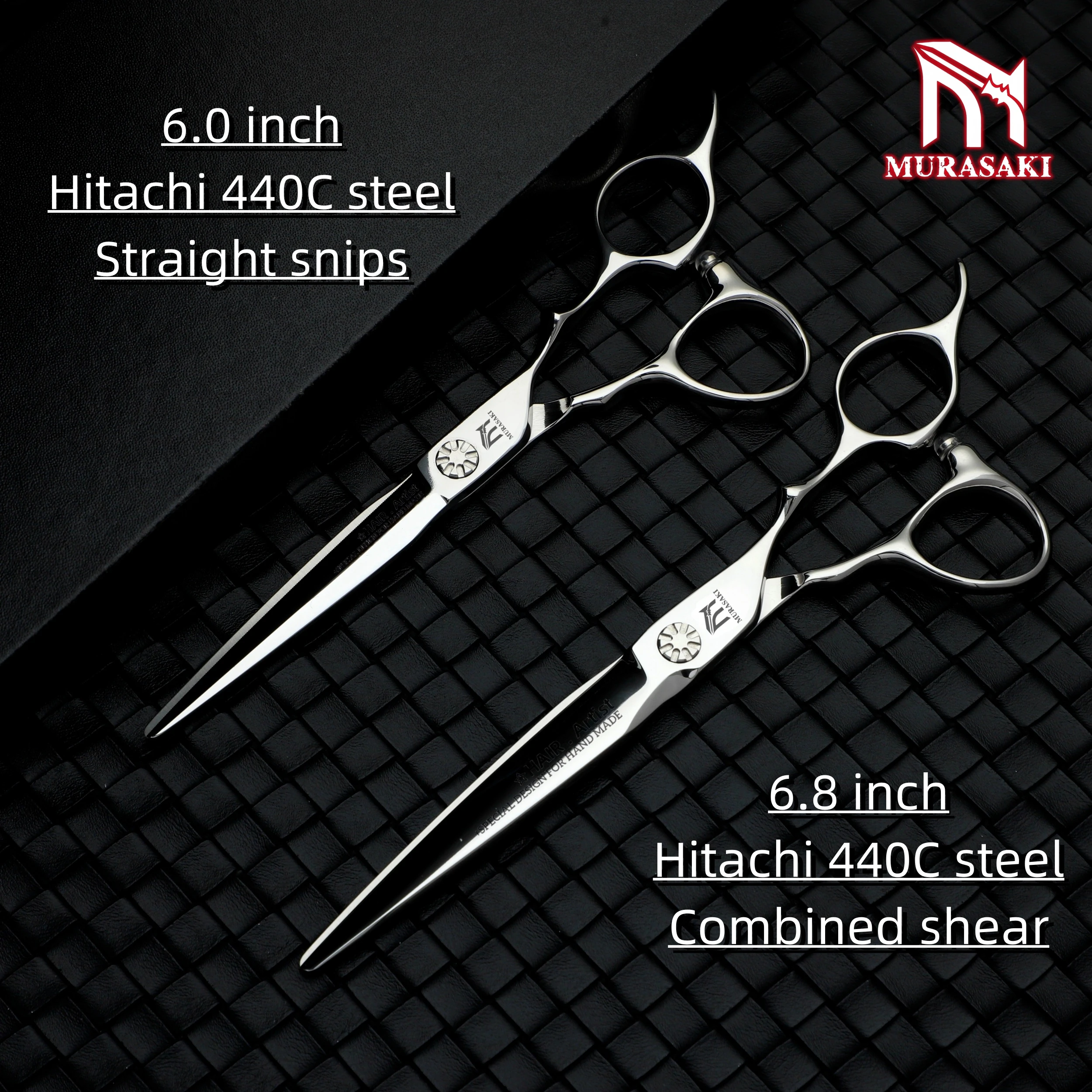 Professional Serrated Hair Scissors，6-6.5-6.8 Inch Barber Accessories，Hitachi 440C Steel Hair Cutting Machines，Sharp and Durable