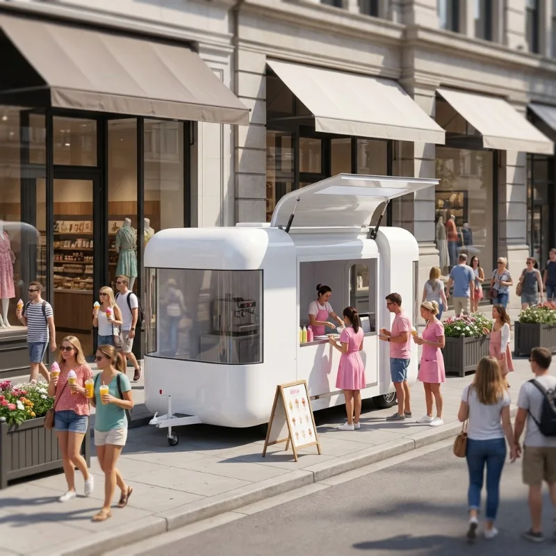 ETO Luxury Gull‑Wing Door Food Truck Trailer, Mobile Kitchen Trailer For Outdoor Events Catering Business