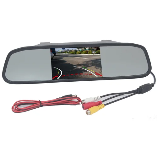 Monitor de espejo retrovisor de coche, sistema de aparcamiento automático de 4,3 pulgadas para visión nocturna LED, cámara de marcha atrás CCD