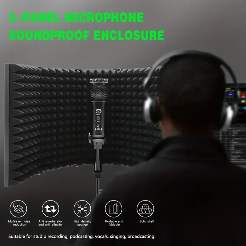 Professional Studio Recording Microphone Isolation Shield Suitable For Any Condenser Mic 3/5 Panel Reflection Filters