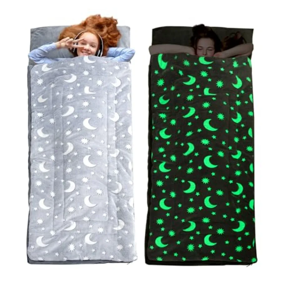 

Glow in The Dark Sleeping Bags for 10~12 Years Old Soft Nap Mat with Pillow and Blanket for Daycare School Travel Sleep Bag for