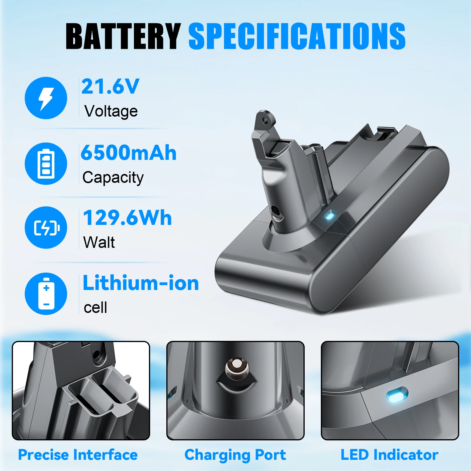 BATOOL 21 6 В 6500 мАч для пылесоса Dyson V6 аккумулятор DC58 DC59 DC62 SV03 SV04 SV05 SV06 SV07 650 770 абсолютный Фото №2