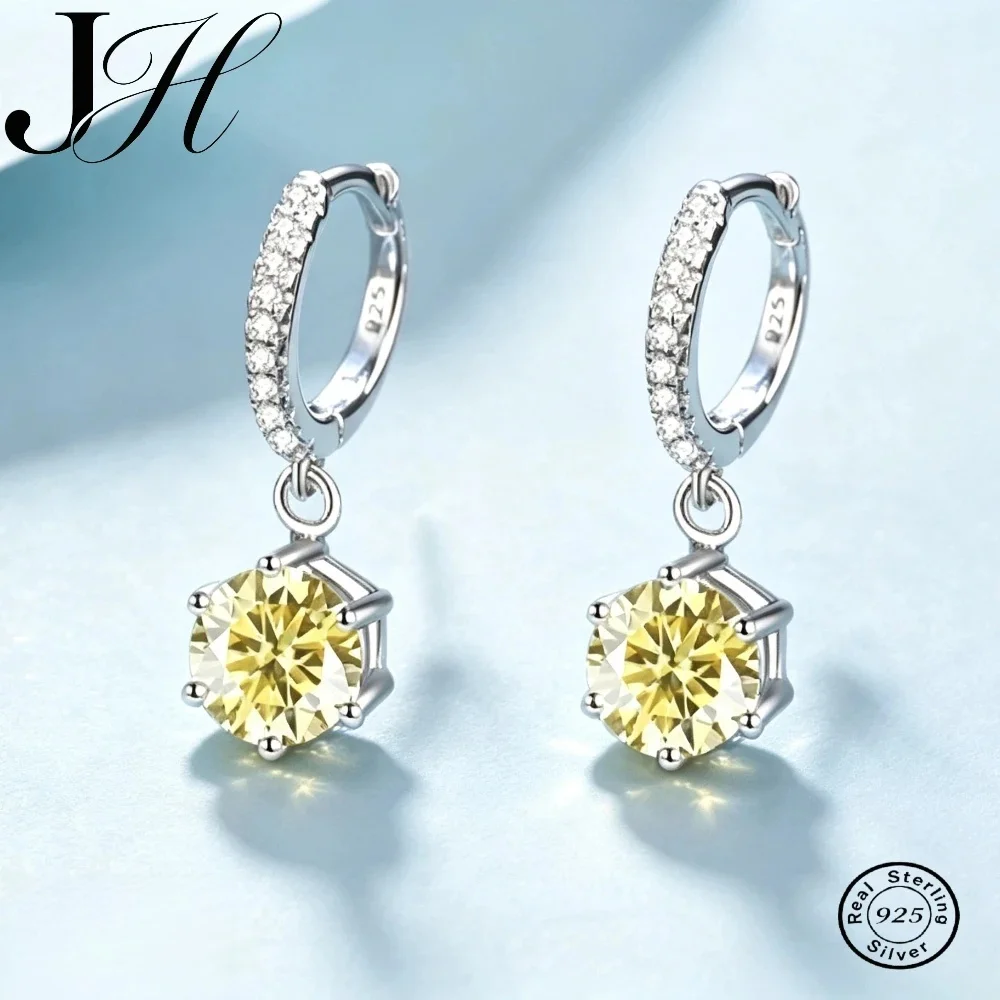 JOIAS HOME Silver 925 1CT D Color Moissanite Geometric Gemstone Earrings For Women Birthday Gift Valentine's Day Gift