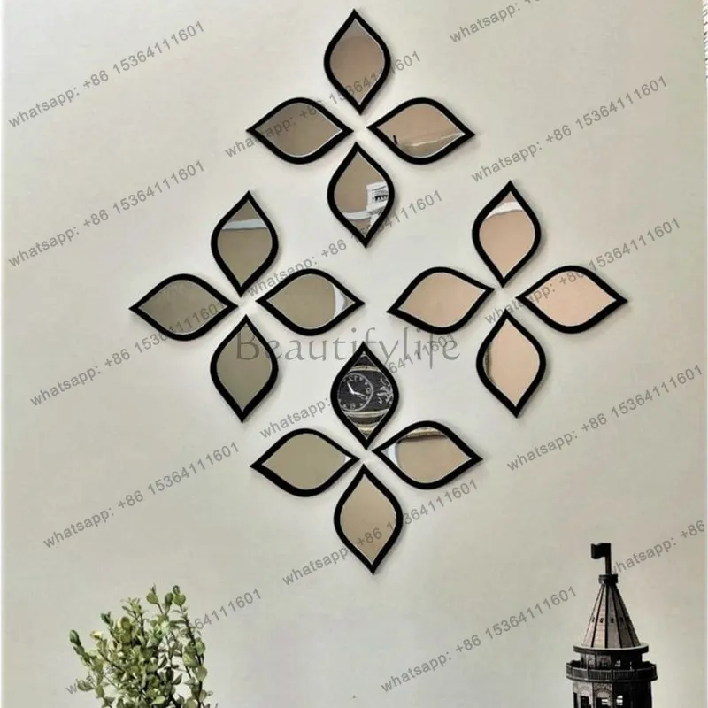 American light luxury restaurant background wall wall decorative mirror French retro special-shaped custom fireplace mirror