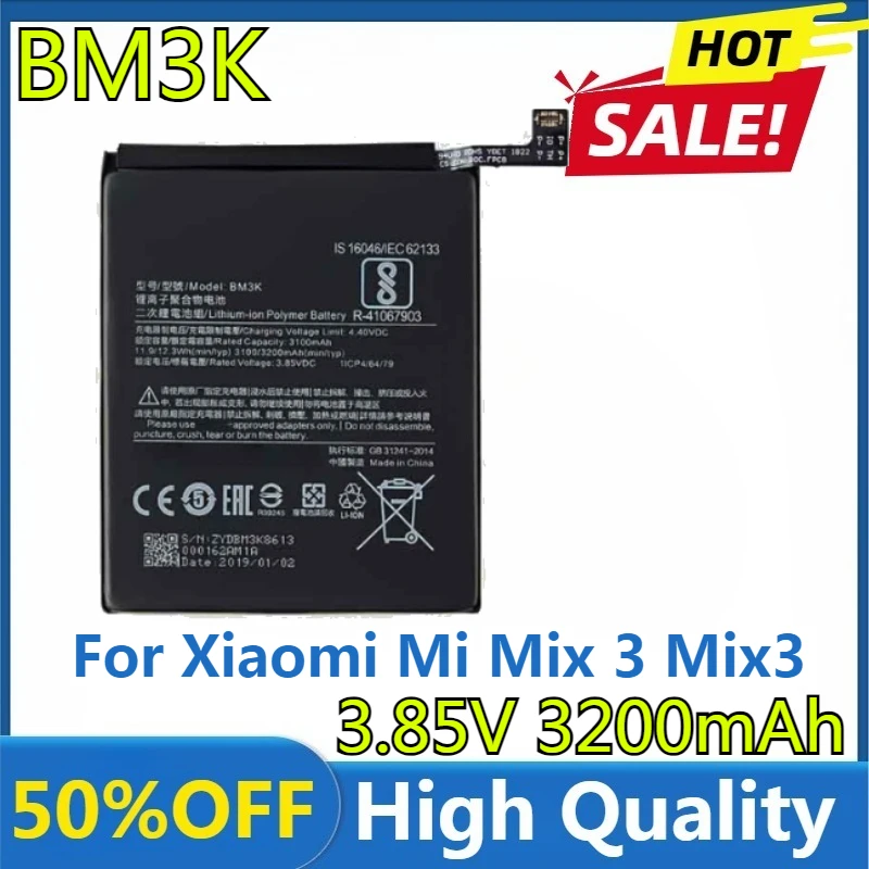 

New High Quality Replaceable 3200mAh BM3K Battery for Xiaomi Mi Mix 3 Mix3 High Quality Replaceable Battery Mobile Phone Battery