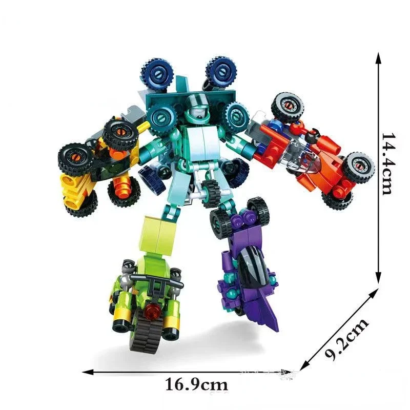 Automobile Deformation Mecha Assembly Robot Deformation Battle Armor Small Particle Puzzle Block Children DIY Toy Gift