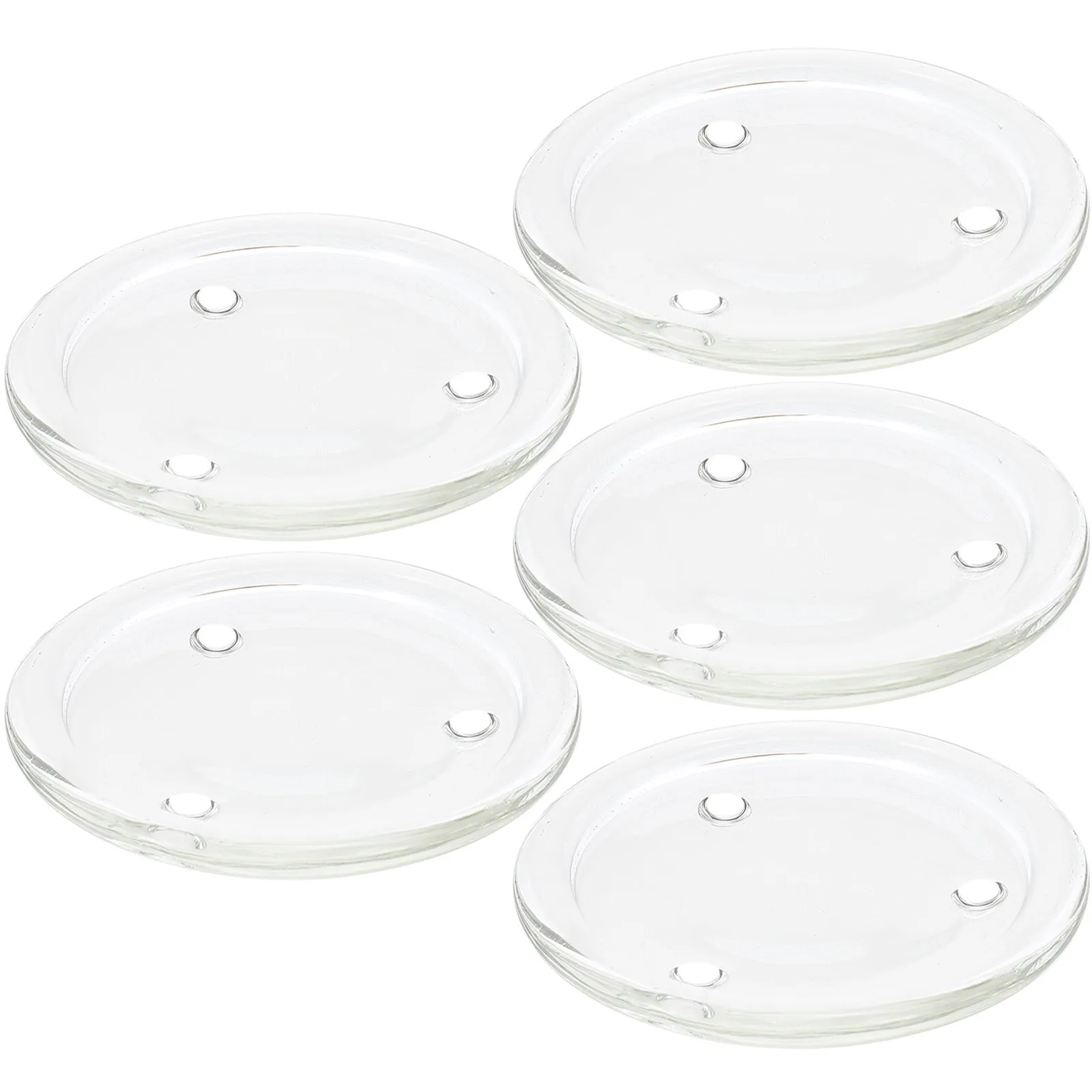 

5 шт. прозрачных стеклянных подставок для свечей-столбиков, защита от перелива, декоративные блюдца-подносы