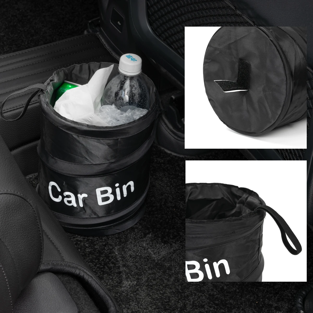 Collapsible Black Car Trash Can Pack Trash Bag Rubbish Waste Bin for Little Leak Proof Car Cooler Bag Garbage Bag Wastebasket